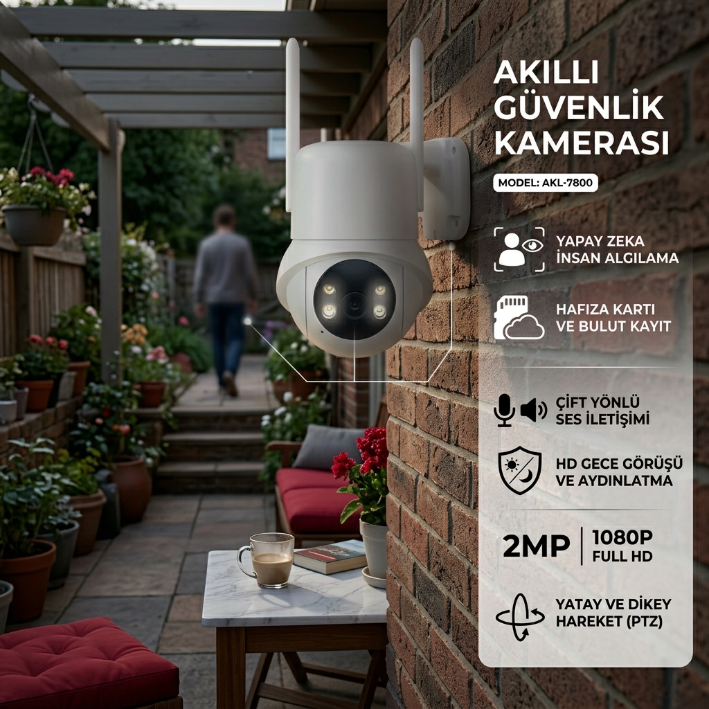 BLM-78 2MP Akıllı IP Kamera | İnsan Takipli, Gece Görüşlü, WiFi Güvenlik Kamerası