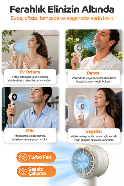 El Tipi Mini Fan – Şarjlı, 6 Kademeli Taşınabilir Serinlik