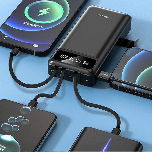 30.000 mAh 4 Kablolu Dijital Göstergeli Taşınabilir Powerbank