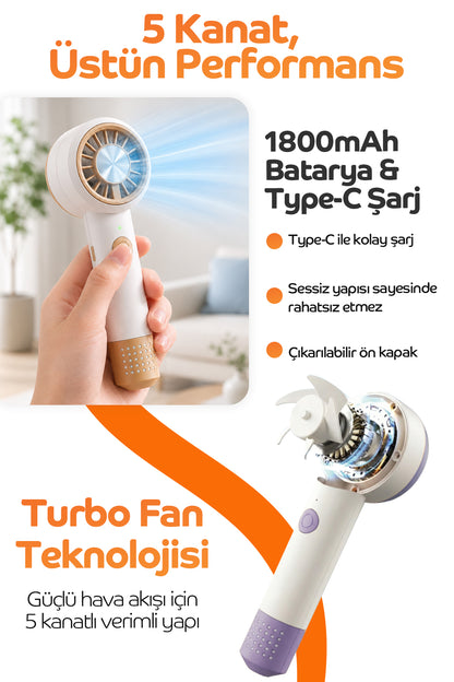 El Tipi Mini Fan – Şarjlı, 6 Kademeli Taşınabilir Serinlik