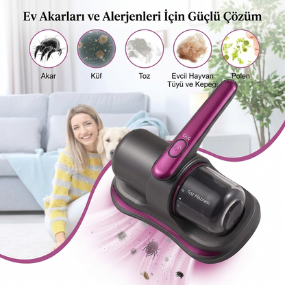 Kablosuz Yatak Akar Süpürgesi | 12 v | Uv Sterilizasyonlu Mite Remover | 8000 PA Emiş Gücü