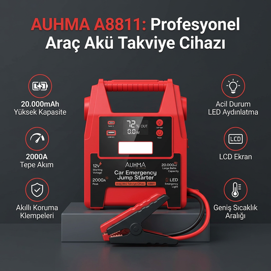 A8811 20.000 Mah Profesyonel Akü Takviyeli Şarjlı Powerbank & Dijital Fener