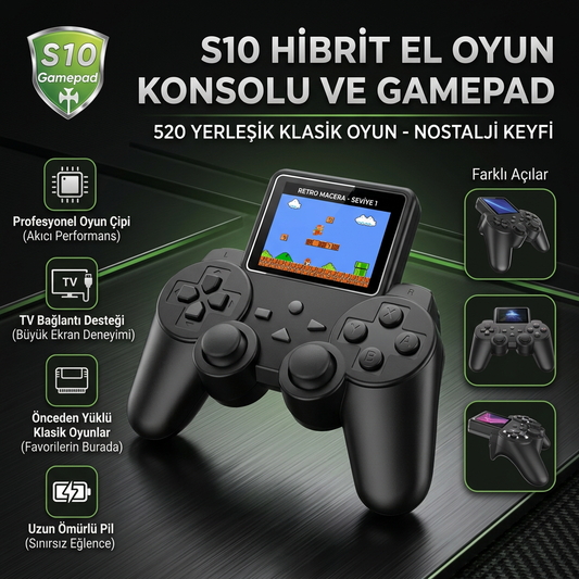 S10 Hibrit El Oyun Konsolu ve Gamepad
