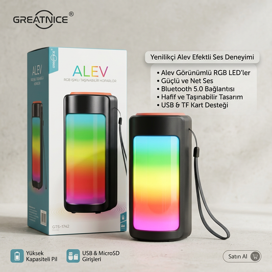 ALEV Rgb Işıklı Taşınabilir Hoparlör