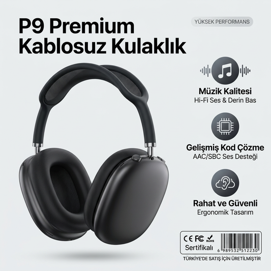 P9 Kablosuz Kulaküstü Kulaklık
