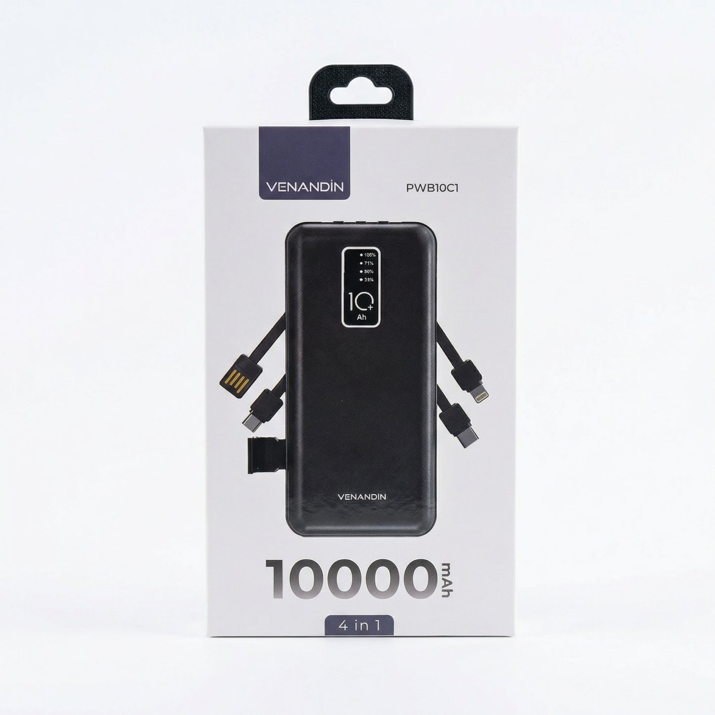 10.000 mAh 4 Kablolu Dijital Göstergeli Taşınabilir Powerbank