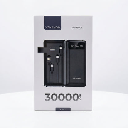 30.000 mAh 4 Kablolu Dijital Göstergeli Taşınabilir Powerbank