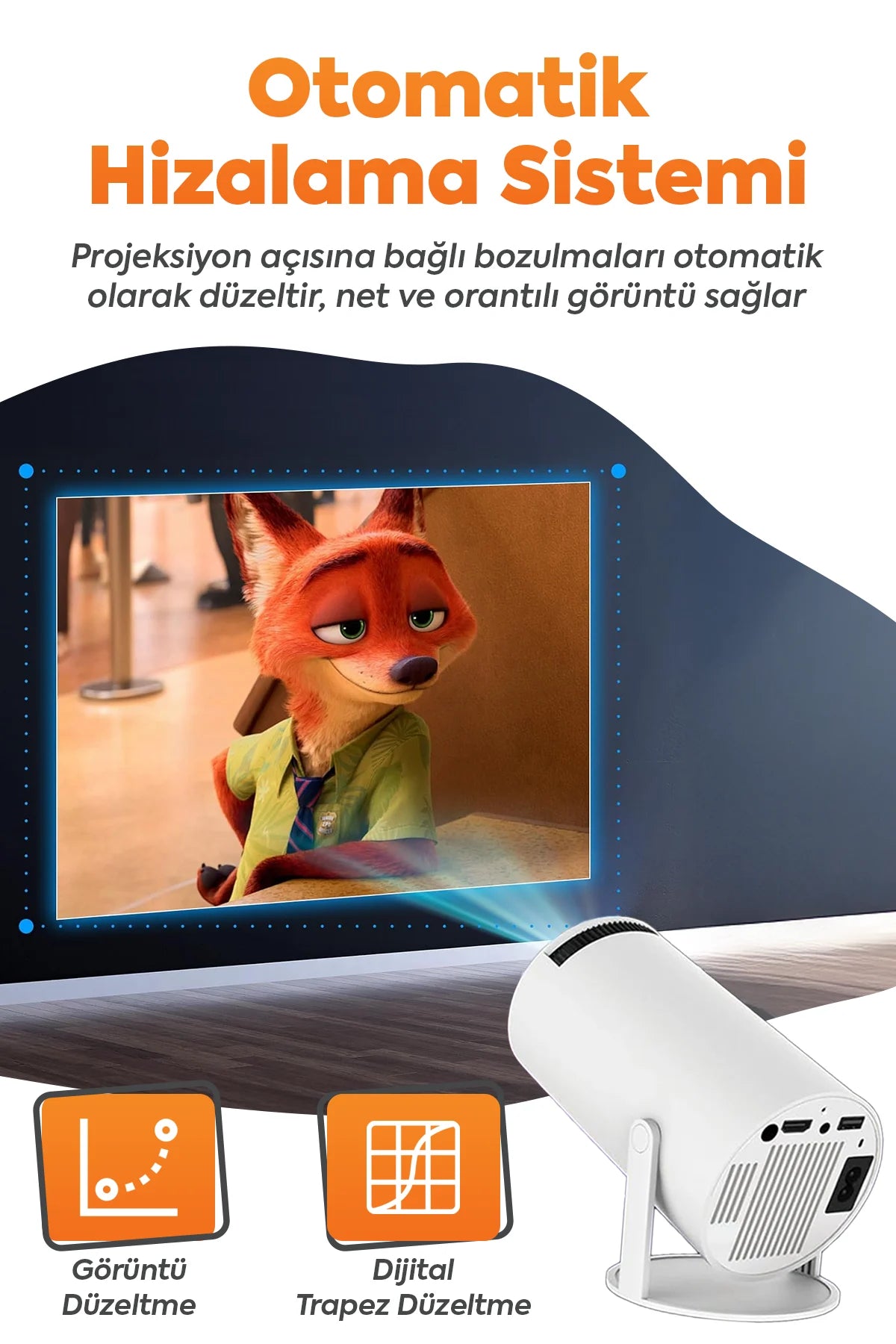 Taşınabilir Akıllı Projeksiyon Cihazı Wifi ve Bluetooth Android Tabanlı