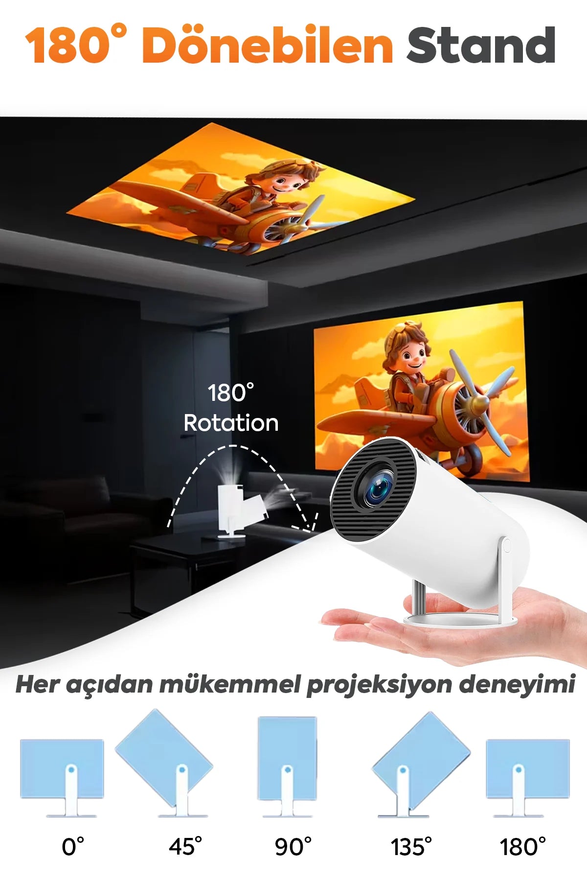 Taşınabilir Akıllı Projeksiyon Cihazı Wifi ve Bluetooth Android Tabanlı