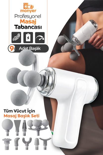 Masaj Tabancası 9 Başlık 6 Mod WM60 – Boyun Sırt Bel İçin Profesyonel Masaj Aleti