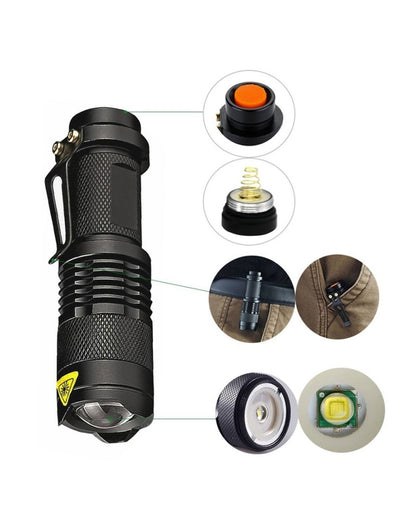 WT-304 Mini Şarjlı El Feneri Zoom Özellikli Alüminyum Taktik Fener