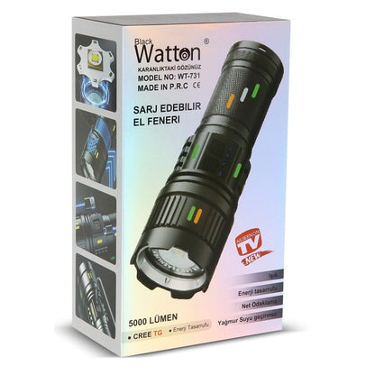 WT-731 Cree TG LED 5000 Lümen Şarj Göstergeli El Feneri