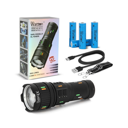 WT-731 Cree TG LED 5000 Lümen Şarj Göstergeli El Feneri